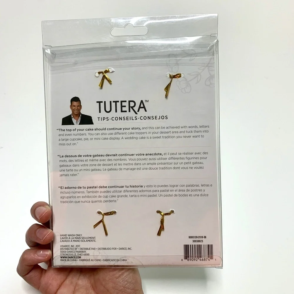 DAVID TUTERA Cake Topper BEST DAY‎ EVER Glitter Gold Acrylic NIB Metallic